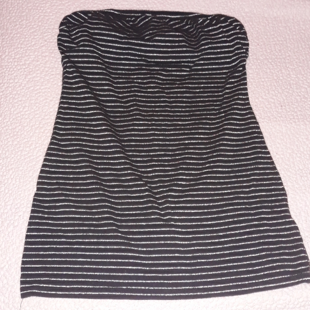 Strapless top with sparkly stripes